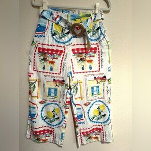 White Sz XS Multi-Color Wide leg resort ready Pants Coastal Grandma Beachy artsy